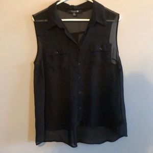 Forever21 black button up sleeveless top